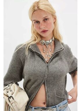 Free People Speak Up Statement Layer Necklace in Silver NWT